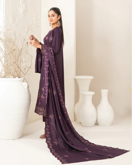 Embroidered Viscose Slub 3PC Unstitched - Tawakkal