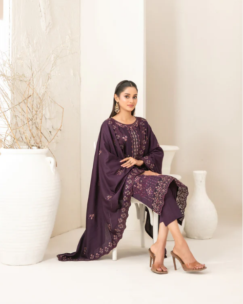 Embroidered Viscose Slub 3PC Unstitched - Tawakkal