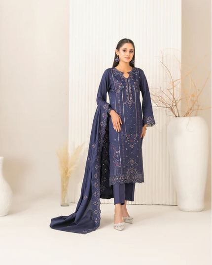 Premium Embroidered Viscose Slub 3PC Unstitched - Tawakkal