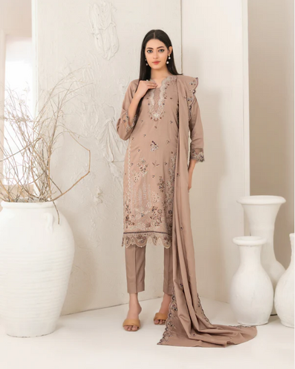 Viscose Slub with Embroidered Work 3PC Unstitched - Tawakkal