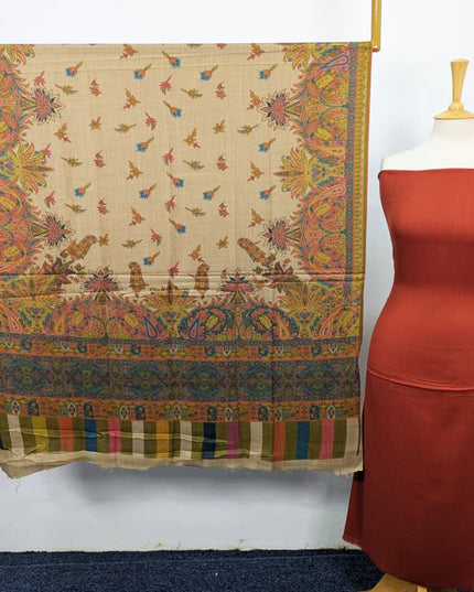 Pashmina with Qalamkar Print Shawl 3PC Unstitched