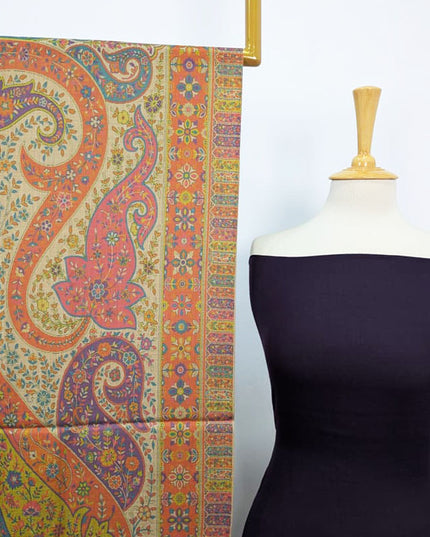 Premium Pashmina with Qalamkar Print Shawl 3PC Unstitched