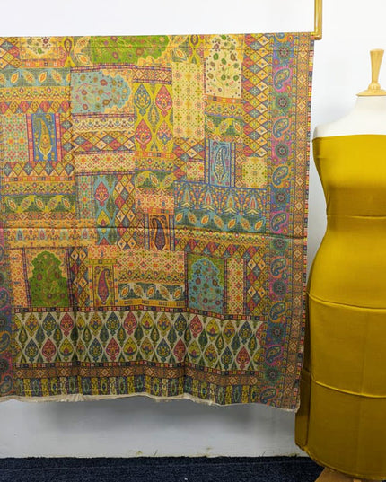Pashmina with Qalamkar Print Shawl 3PC Unstitched