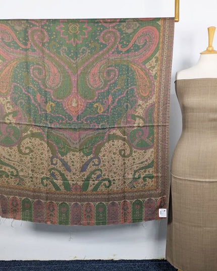 Plain Pashmina with Qalamkar Print Shawl 3PC Unstitched