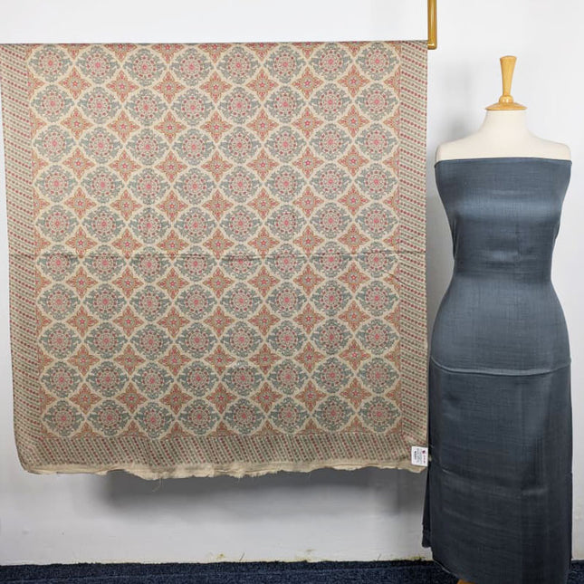 Premium Pashmina with Qalamkar Print Shawl 3PC Unstitched