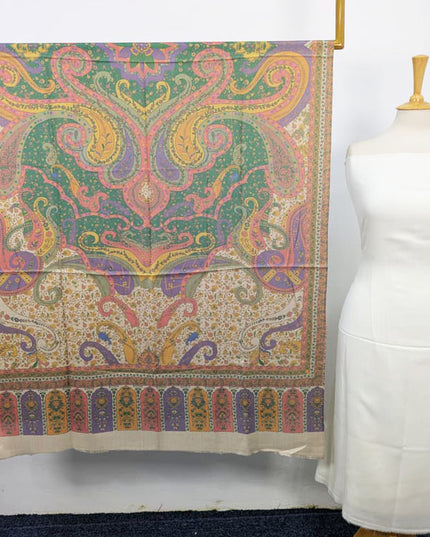 Plain Pashmina with Qalamkar Print Shawl 3PC Unstitched