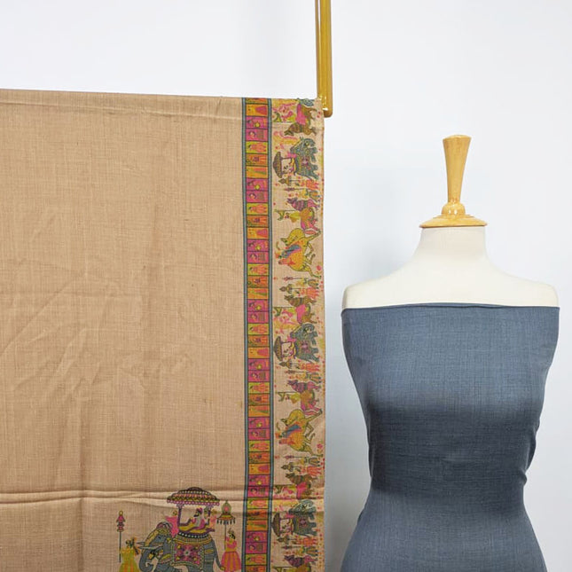 Premium Pashmina with Qalamkar Print Shawl 3PC Unstitched