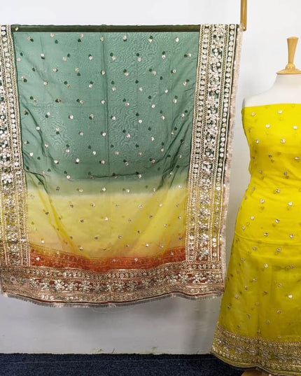 Golden Gotta Work Organza with Tie & Dye Dupatta 2PC Unstitched