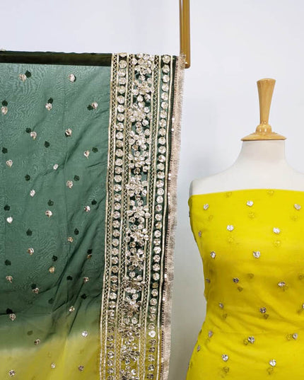 Golden Gotta Work Organza with Tie & Dye Dupatta 2PC Unstitched