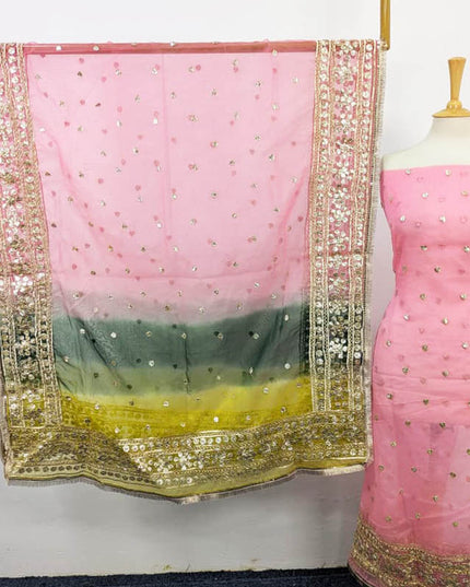 Organza with Golden Gotta Work + Tie & Dye Dupatta 2PC Unstitched