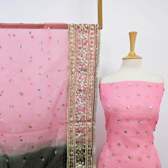 Organza with Golden Gotta Work + Tie & Dye Dupatta 2PC Unstitched