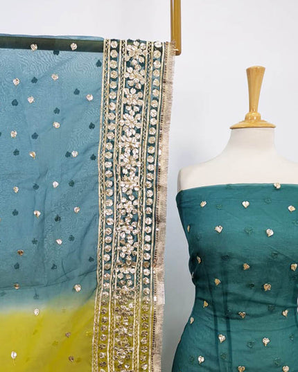 Golden Gotta Work Organza with Tie & Dye Dupatta 2PC Unstitched