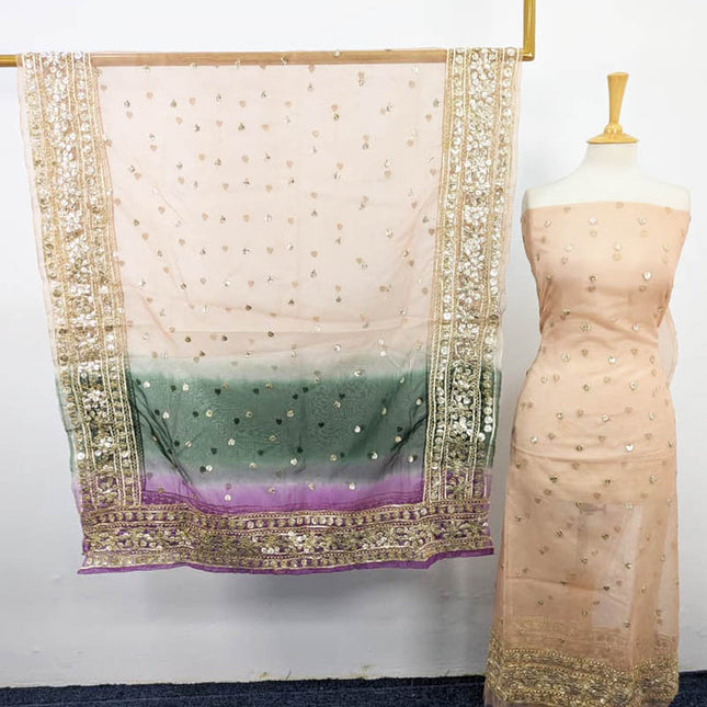 Organza with Golden Gotta Work + Tie & Dye Dupatta 2PC Unstitched