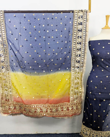 Golden Gotta Work Organza with Tie & Dye Dupatta 2PC Unstitched