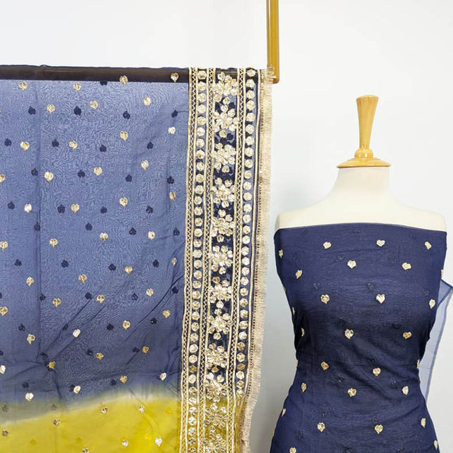 Golden Gotta Work Organza with Tie & Dye Dupatta 2PC Unstitched