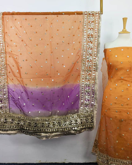 Organza with Golden Gotta Work + Tie & Dye Dupatta 2PC Unstitched