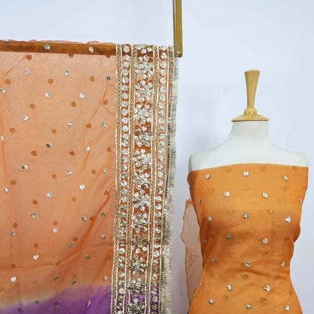 Organza with Golden Gotta Work + Tie & Dye Dupatta 2PC Unstitched