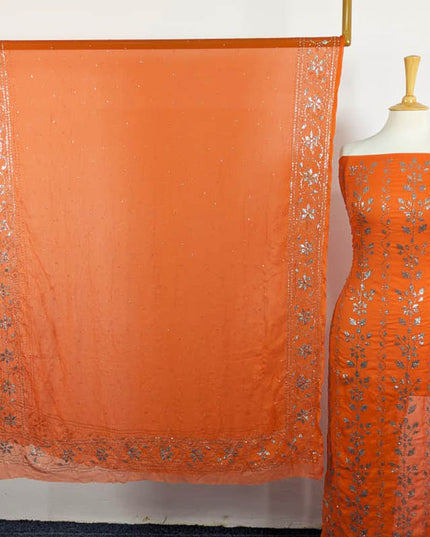 Chiffon with Mukesh Work & 4 Sided Border Dupatta 2PC Unstitched