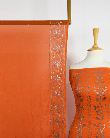 Chiffon with Mukesh Work & 4 Sided Border Dupatta 2PC Unstitched