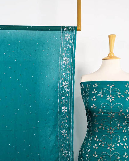 Mukesh Work Chiffon with 4 Sided Border Dupatta 2PC Unstitched