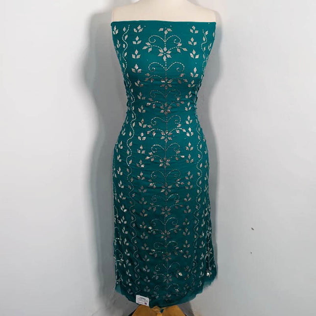 Mukesh Work Chiffon with 4 Sided Border Dupatta 2PC Unstitched