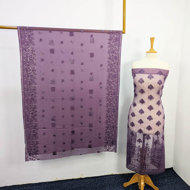 Embroidered Organza Sitara  Work With Chiffon Dupatta Work