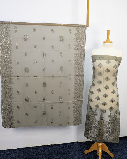 Embroidered Organza Sitara  Work With Chiffon Dupatta Work