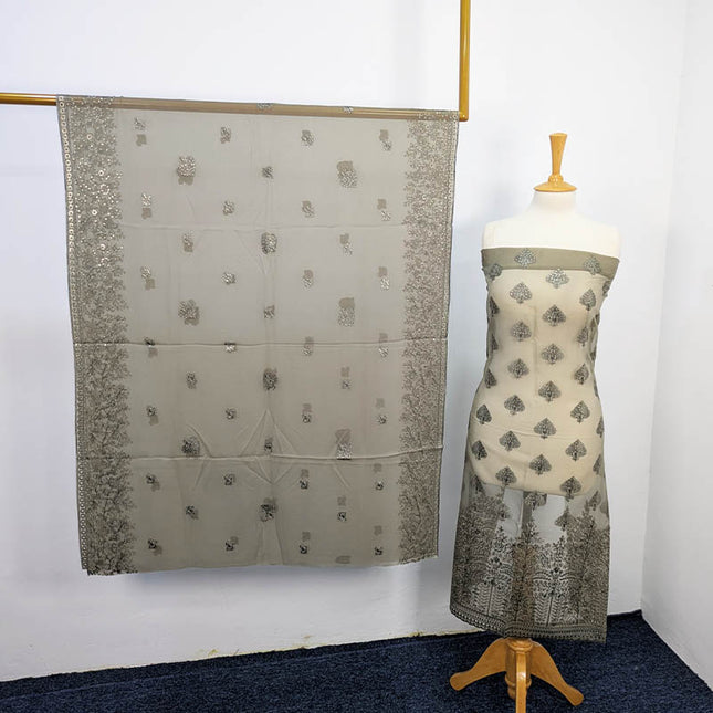 Embroidered Organza Sitara  Work With Chiffon Dupatta Work