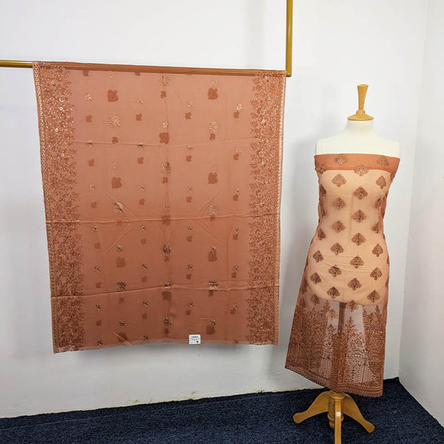 Embroidered Organza Sitara  Work With Chiffon Dupatta Work