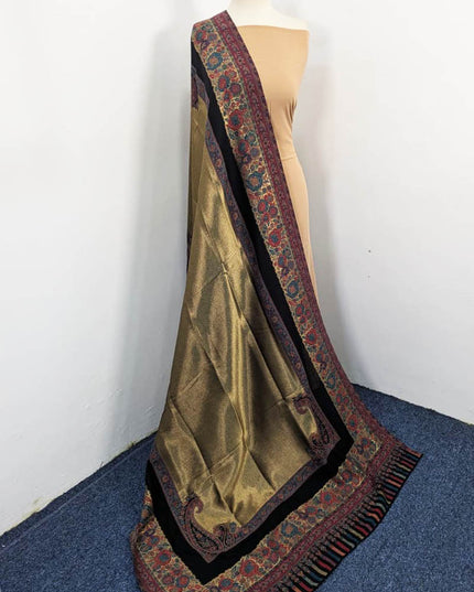 Pure Indian Moon Light Kani with Zari Border Work Shawl