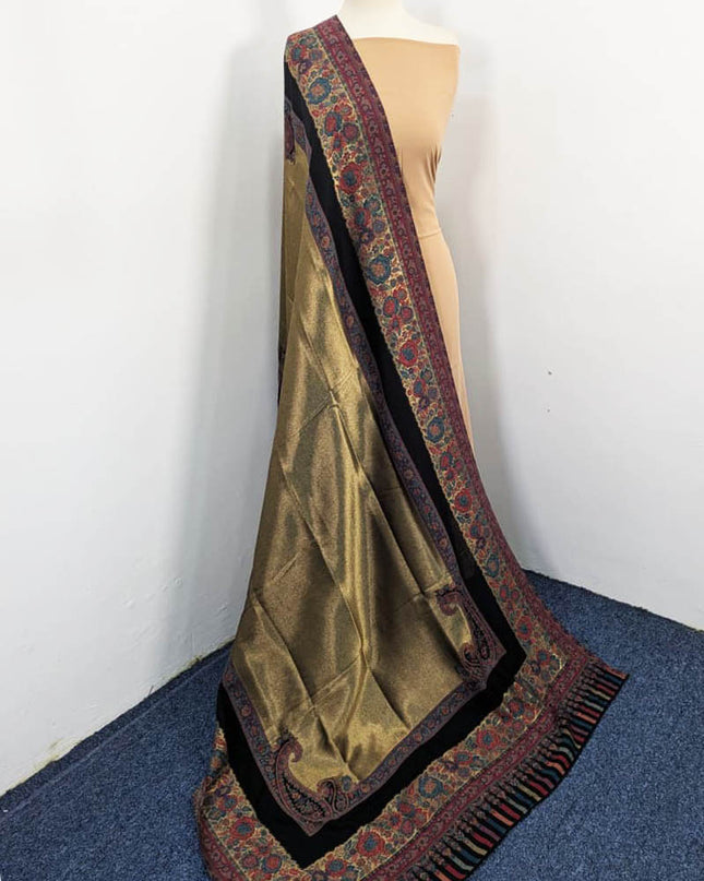 Pure Indian Moon Light Kani with Zari Border Work Shawl