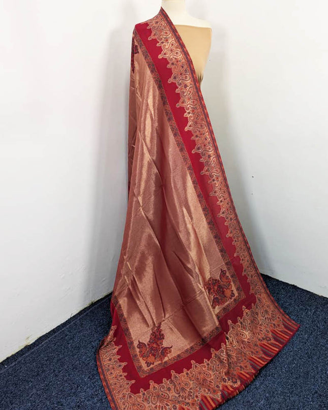 Fancy Pure Indian Moon Light Kani with Zari Border Work Shawl