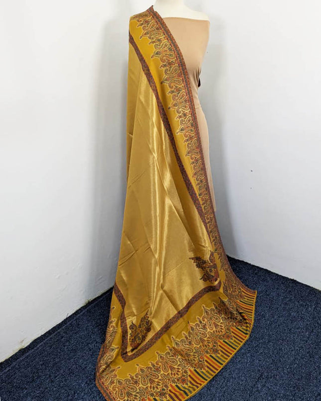 Premium Pure Indian Moon Light Kani with Zari Border Work Shawl