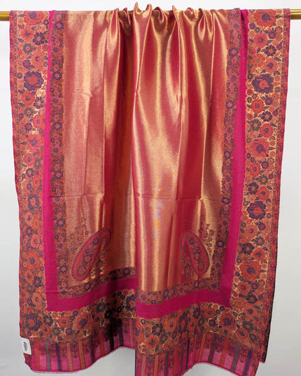 Exquisite Pure Indian Moon Light Kani with Zari Border Work Shawl