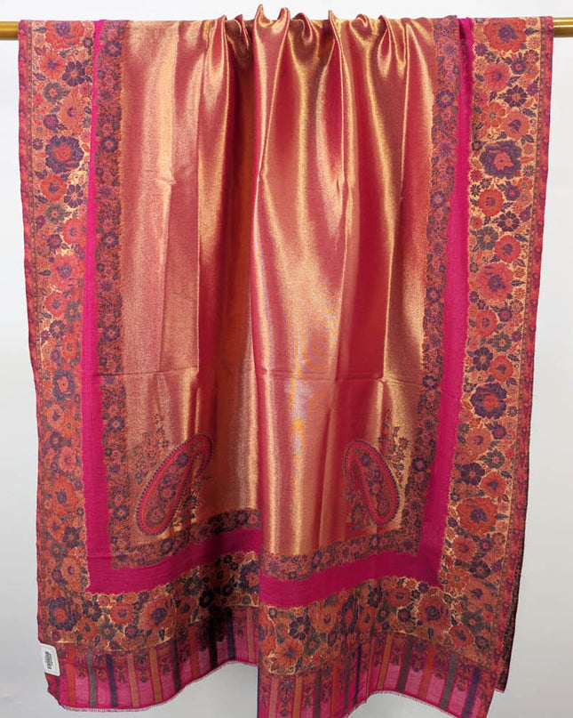 Exquisite Pure Indian Moon Light Kani with Zari Border Work Shawl