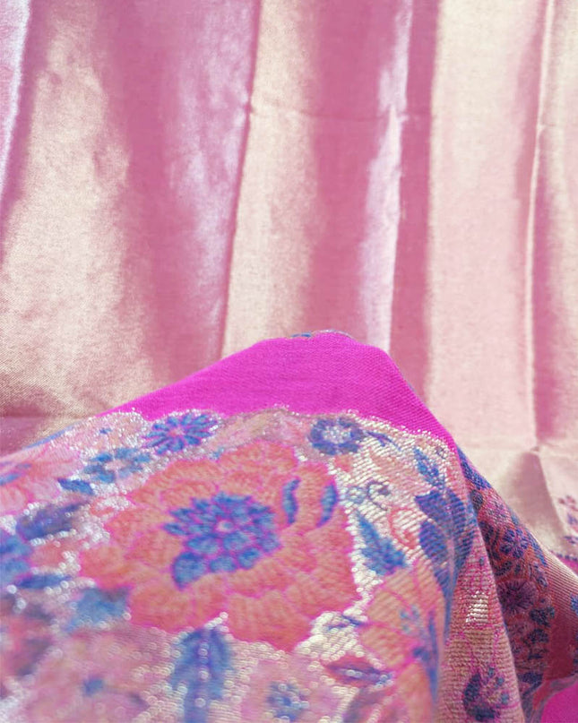 Exquisite Pure Indian Moon Light Kani with Zari Border Work Shawl