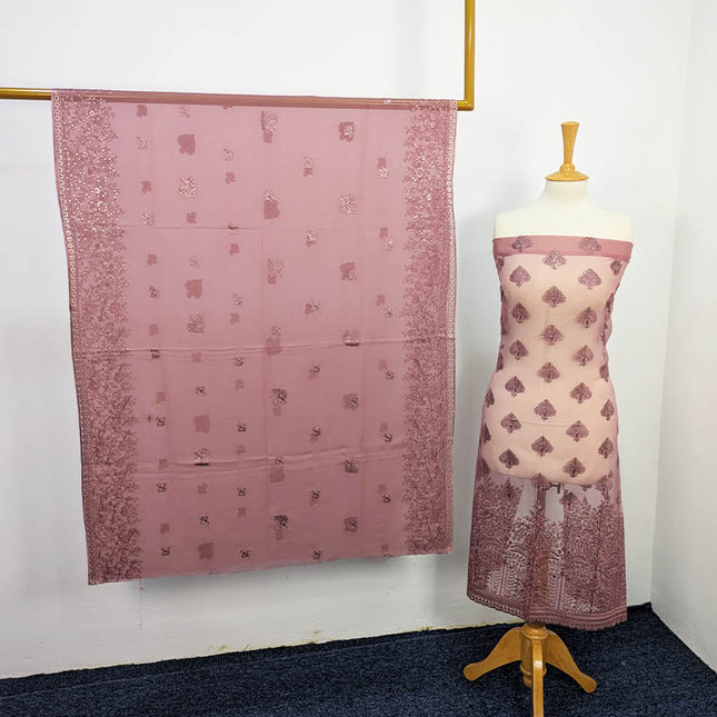 Embroidered Organza Sitara  Work With Chiffon Dupatta Work