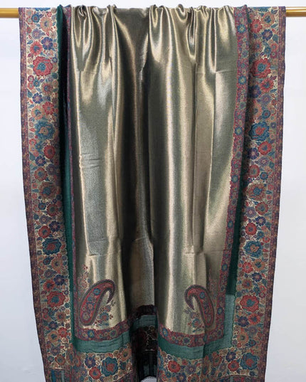 Pure Indian Moon Light Kani with Zari Border Work Shawl (Ready To Wear)