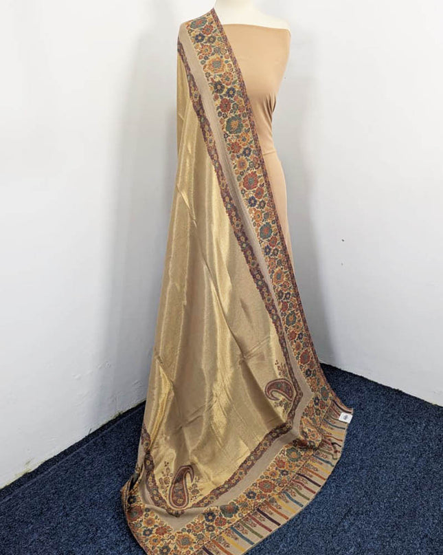 Fancy Pure Indian Moon Light Kani with Zari Border Work Shawl