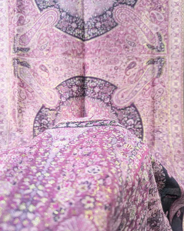 Pure Indian Kani Silk with Zari Work Shawl (Ready To Wear)