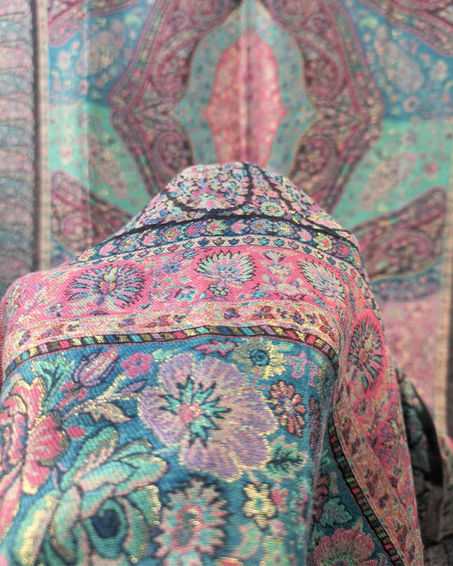 Pure Indian Kani Silk with Zari Work Shawl (Ready To Wear)