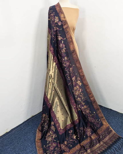 Premium Pure Indian Kani Silk with Zari Work Shawl (Ready To Wear)