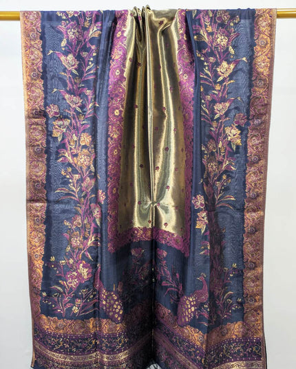 Premium Pure Indian Kani Silk with Zari Work Shawl (Ready To Wear)