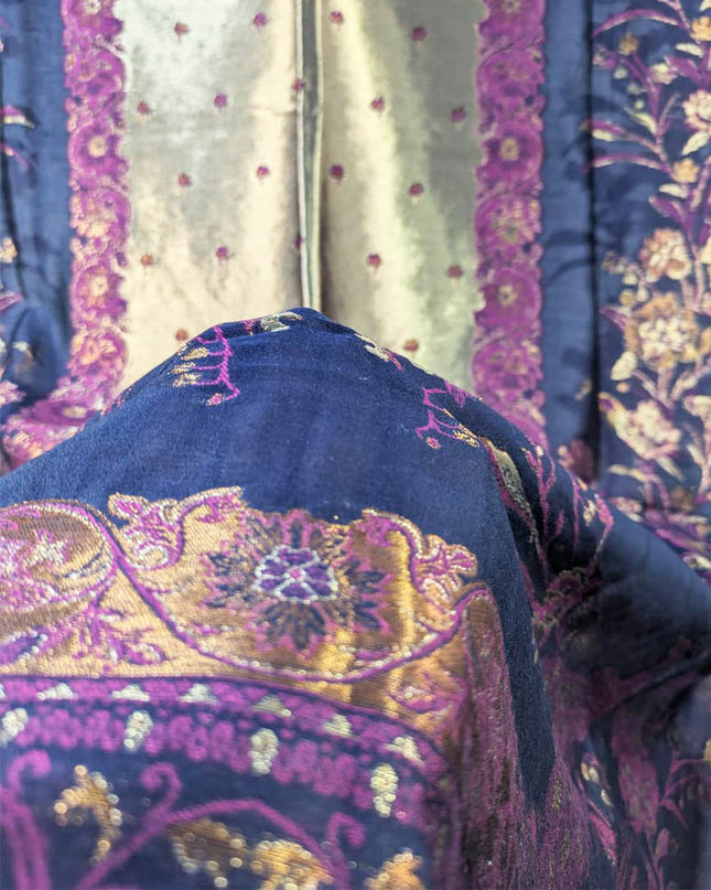 Premium Pure Indian Kani Silk with Zari Work Shawl (Ready To Wear)