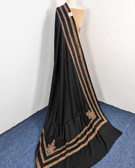 Embroidered Wool With 4 Sided Border Shawl (Ready To Wear)