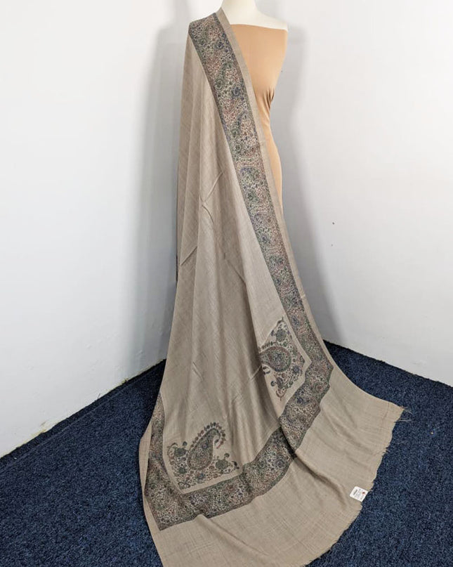 Embroidered Wool With 4 Sided Border Shawl