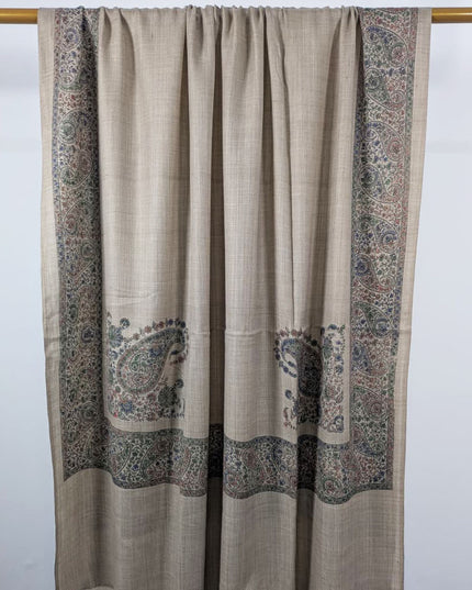 Embroidered Wool With 4 Sided Border Shawl