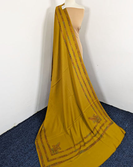 Embroidered Wool With 4 Sided Border Shawl (Ready To Wear)