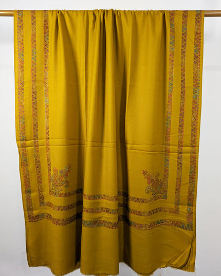 Embroidered Wool With 4 Sided Border Shawl (Ready To Wear)