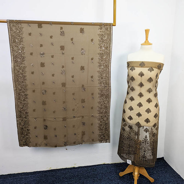 Embroidered Organza Sitara  Work With Chiffon Dupatta Work